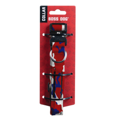 Boss Dog Tactical Adjustable Dog Collar Red, White, & Blue, 1ea/Small, 13-16 in Default Title