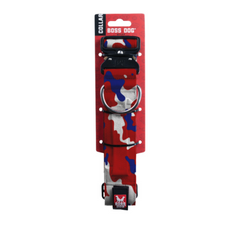 Boss Dog Tactical Adjustable Dog Collar Red, White, & Blue, 1ea/Medium, 15-18 in Default Title