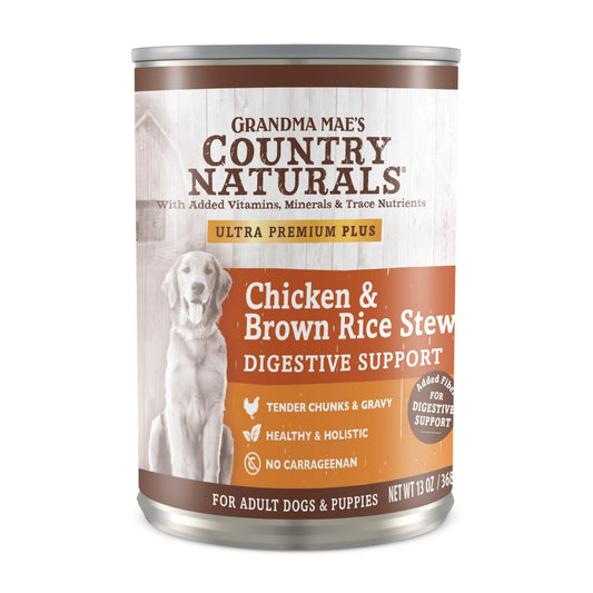 Grandma Mae's Country Naturals Digestive Support Wet Dog Food Chicken & Brown Rice Stew, 12ea/13oz. Default Title