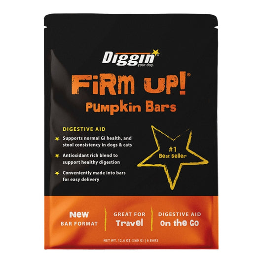 Diggin Your Dog Dog & Cat Firm Up! Pumpkin Bars Digestive Aid 2.1oz. - 6 Count