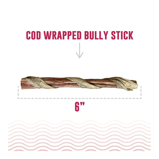 Icelandic Dog Bully Stick Wrapped With Fish Skin 6 Inch - 5 Pack