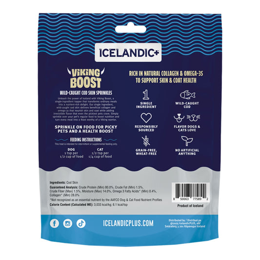 Icelandic Dog & Cat Viking Boost Cod Skin Food Topper 4oz.