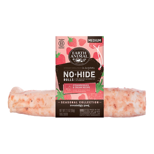 EARTH ANIMAL DOG NO HIDE ROLLS STRAWBERRIES & CREAM MEDIUM 10 COUNT