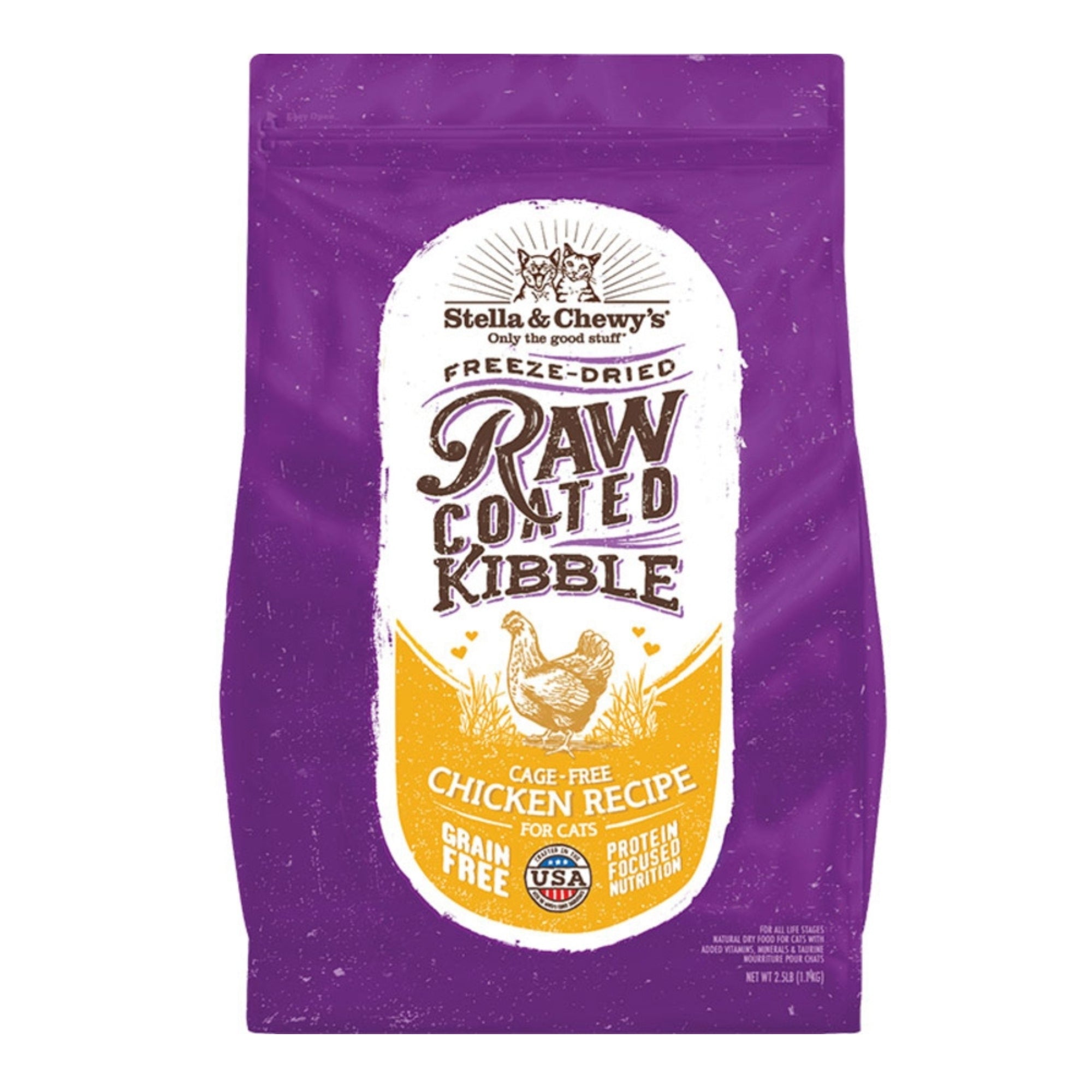 Stella & Chewys Cat Kibble - Raw Coated Cage -Free Chicken Recipe 2.5Lbs