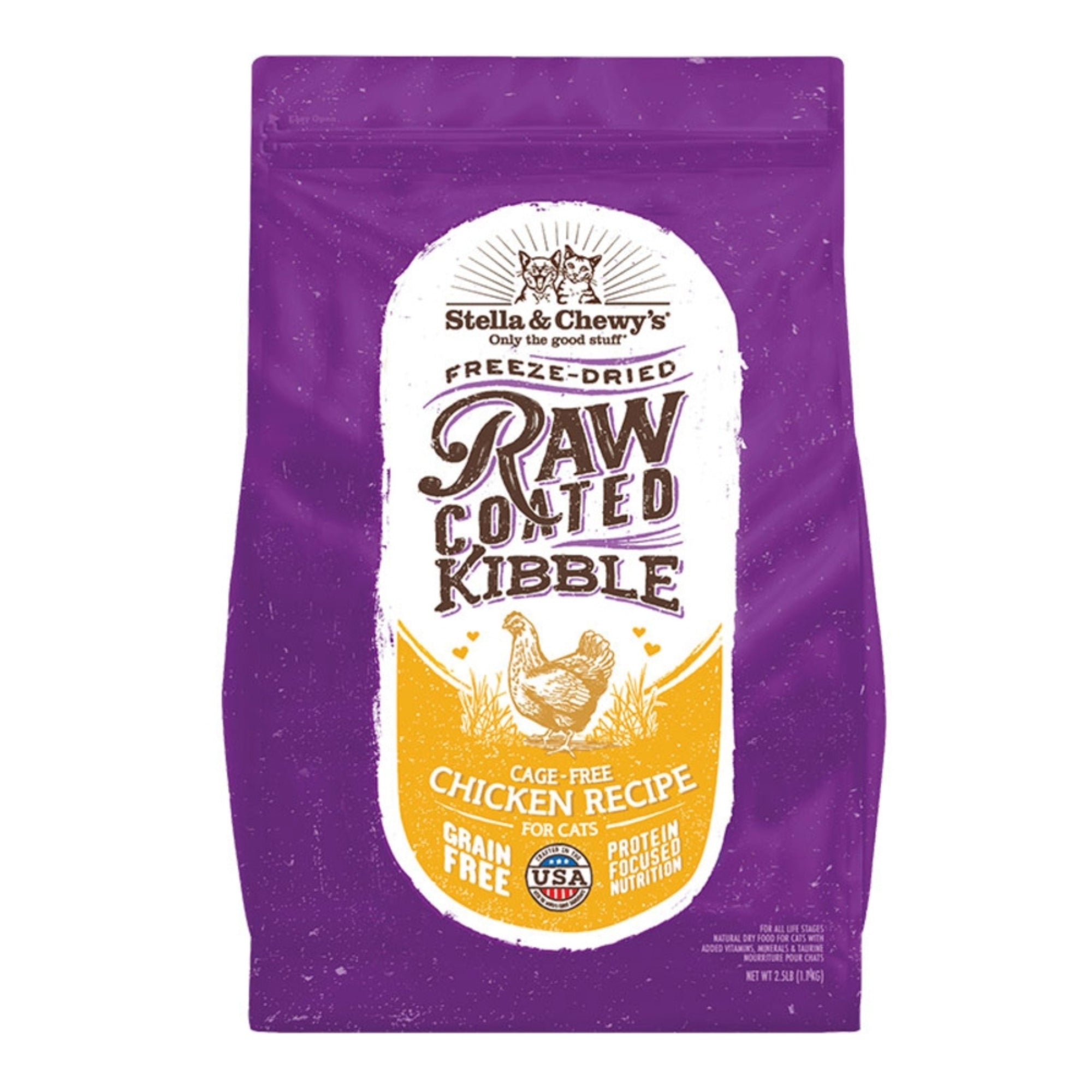 Stella & Chewys Cat Kibble - Raw Coated Cage -Free Chicken Recipe 10Lbs