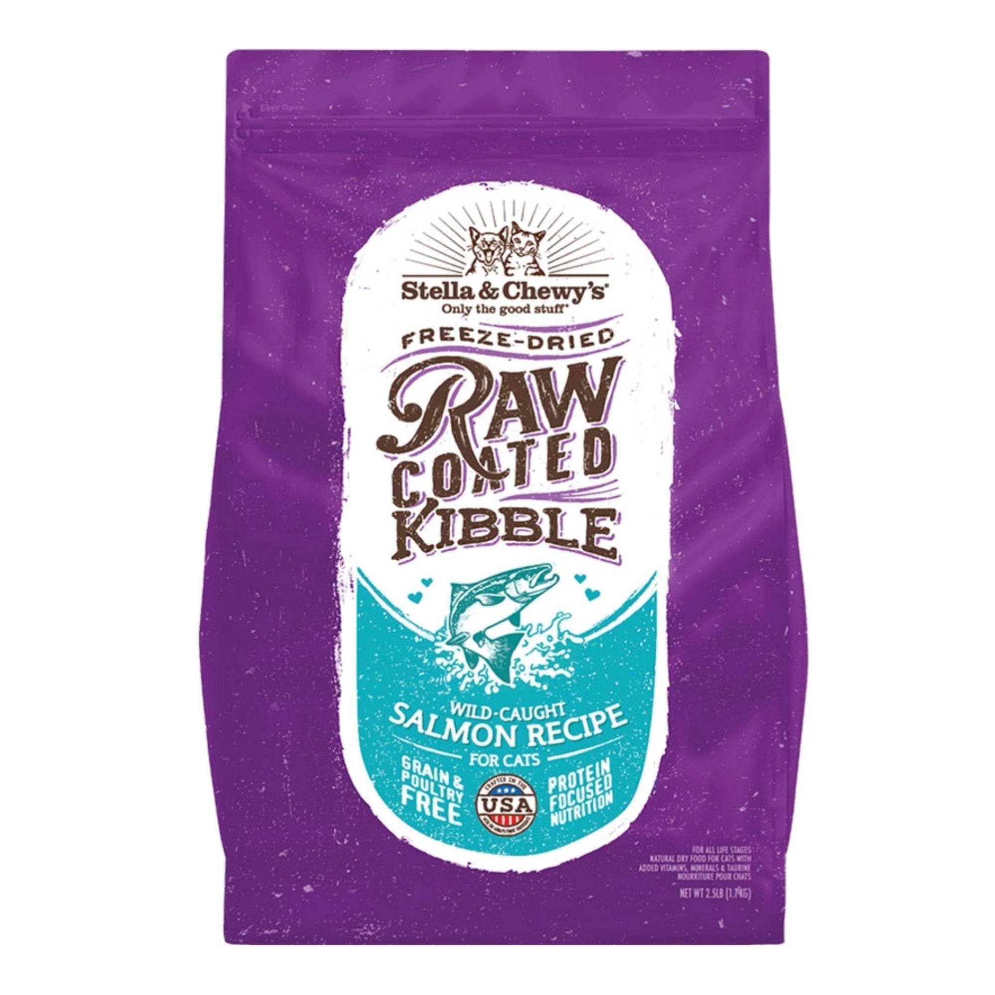 Stella & Chewys Cat Kibble - Raw Coated Wild -Caught Salmon Recipe 5Lbs