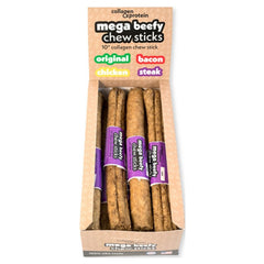 Frankly Dog 10" Collagen Steak Mega Beefy Chew Sticks 12Ct Display Box