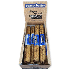 Frankly Dog 10" Peanut Butter Collagen Mega Beefy Chew Sticks 12Ct Display Box