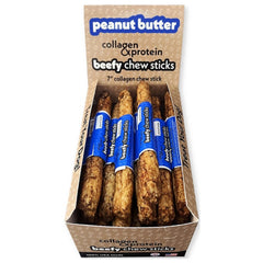 Frankly Dog 7" Peanut Butter Collagen Beefy Chew Sticks 24Ct Display Box
