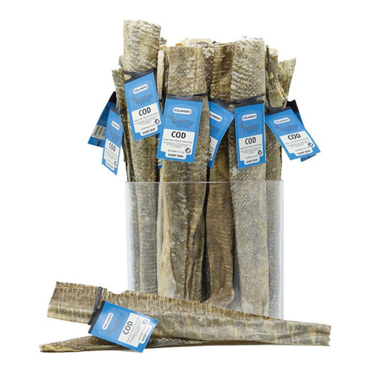 Icelandic Dog Cod Short Skin Strips 36 Pieces Display