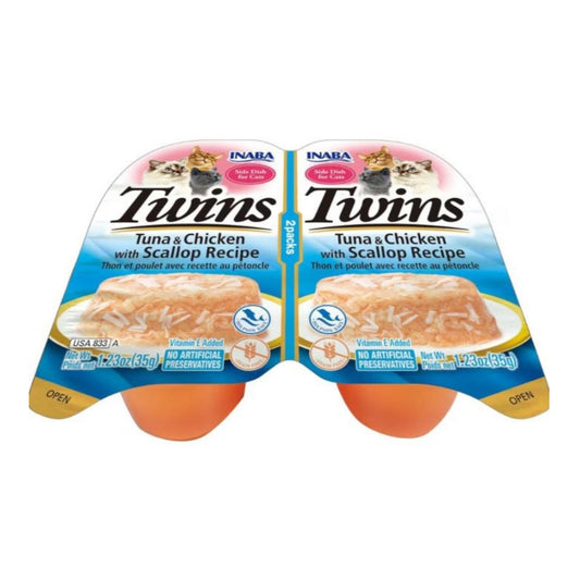 Inaba Twins Side Dish For Cats Tuna/Chiken/Scallop 1.23oz.-2 Pk (Case of 6)