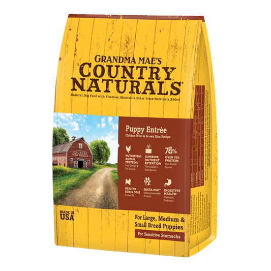 Grandma Mae's Country Naturals Dog Puppy Entree Chicken Meal & Brown Rice Recipe 24Lbs