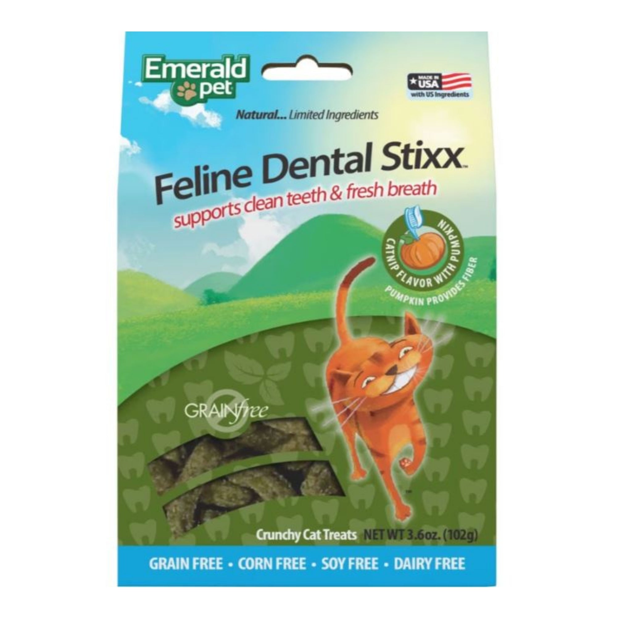 Emerald Pet Feline Dental Stixx Cat Treats Catnip 3.6oz