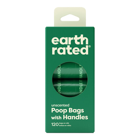 Earth Rated Dog Unscented Poop Bags With Handles Refill Rolls - 120 Count