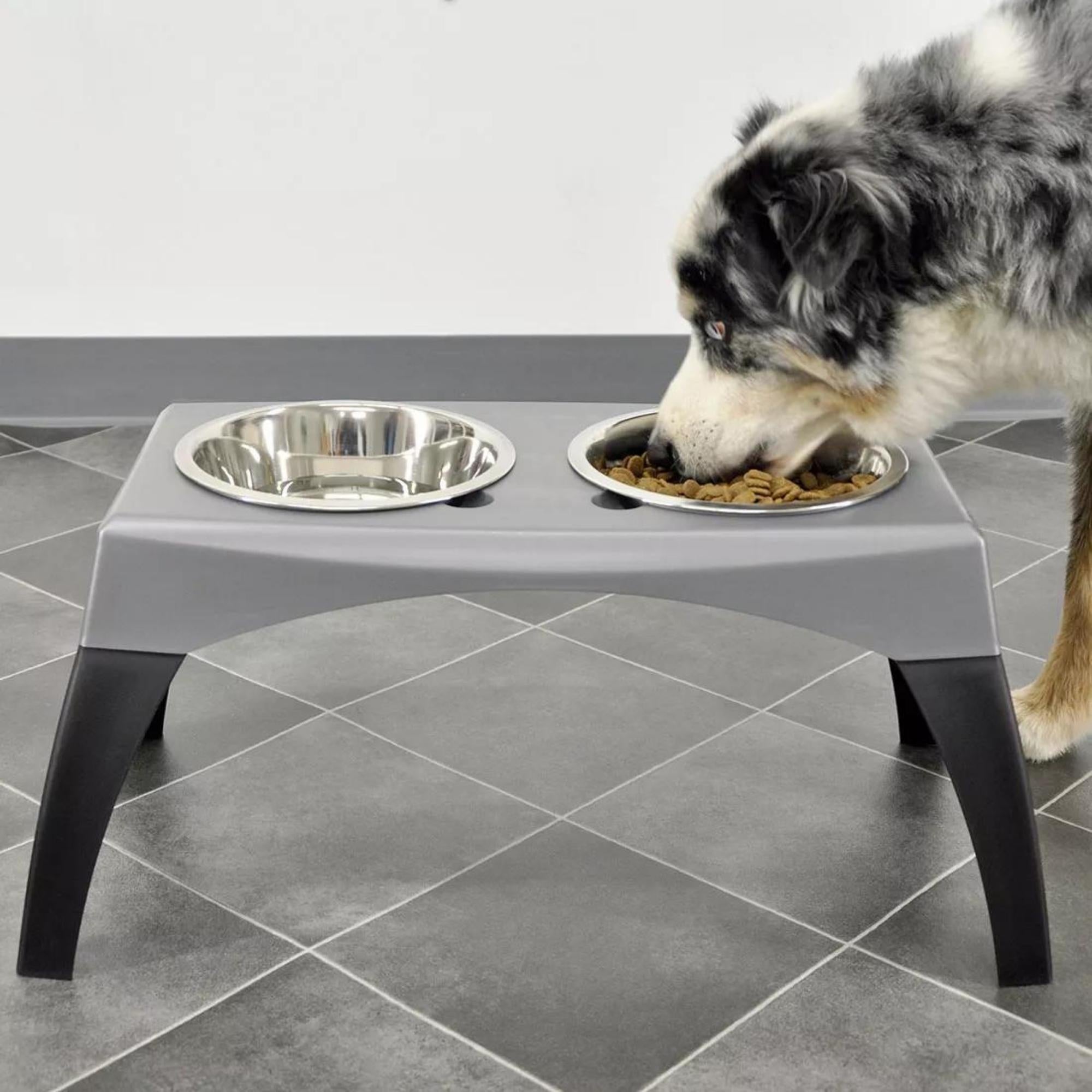 Bergan Stormcloud Elevated Feeder 2 Dog Bowl Black; Grey Extra-Large Default Title