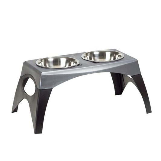 Bergan Pet Products Stormcloud Elevated Feeder 2 Dog Bowl Black and Grey Medium