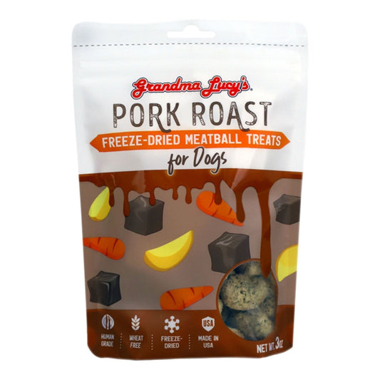 Grandma Lucy's Dog Freeze-Dried Meatball Pork Roast Treat 3oz.