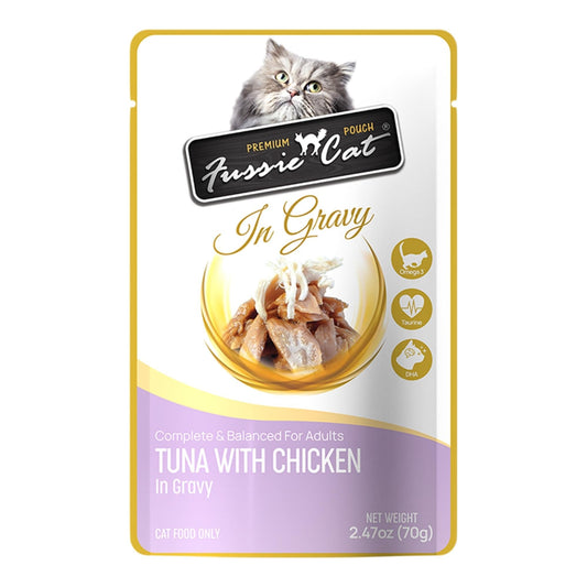 Fussie Cat Premium Tuna with Chicken in Gravy 2.47oz. Pouch Default Title