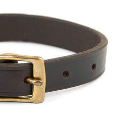 Jeffers Heavy Duty Flat Latigo Leather Dog Collar with Solid Brass Hardware, Adjustable Secure Fit for Dogs, Safe Chestnut Collar for Walking, Training & Outdoor Pet Accessories - 3/4" x 15"