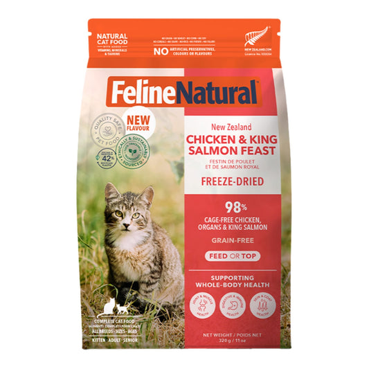 Feline Natural Cat Freeze-Dried Grain Free New Zealand Chicken & King Salmon Feast 11oz.