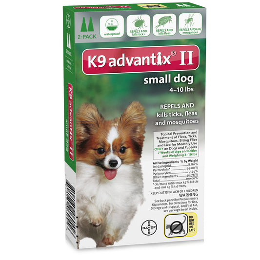 Advantix Flea and Tick Control for Dogs Under 10 lbs 2 Month Supply – ADVX-GREEN-10-2