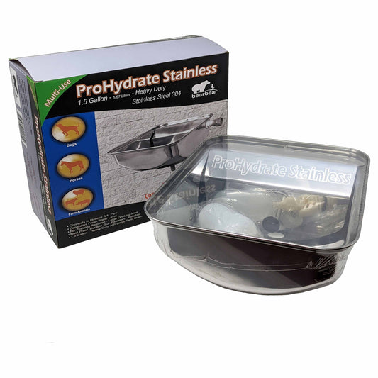 Bear Bear ProHydrate Stainless Steel Waterer 1.5 Gallons Silver 12″ x 10″ x 5.25″ – BB-PROHYDRATE