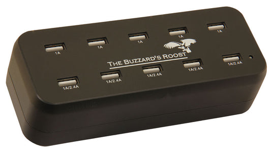 The Buzzard’s Roost 10 Port Multi Charger for Garmin Alpha, DC50, TT10, T5 or TT15 Black 6″ x 2.5″ x 2.5″ – BUZZ-MULTICHARGER