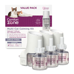 Comfort Zone MultiCat Calming Diffuser Kit, Cat Pheromone 3 Diffusers and 6 Refills-48ml, New Formula