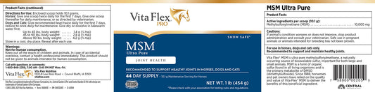 Vita Flex Pro MSM Quality Joint Supplement for Horses, Dogs and Cats, 1 lb