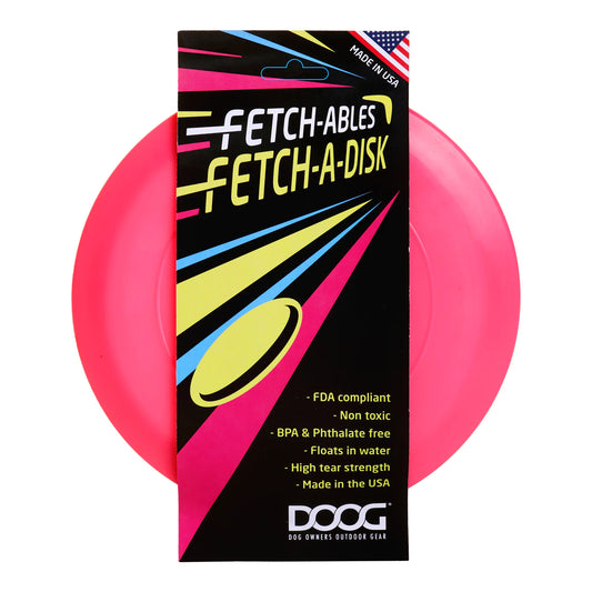 DOOG Fetch-ables Fetch-A-Disc Dog Toy Pink 8.25″ x 8.25″ x 0.25″ – FFS01