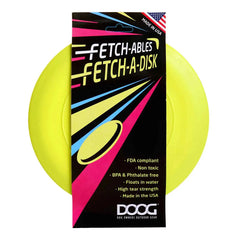 DOOG Fetch-ables Fetch-A-Disc Dog Toy Yellow 8.25″ x 8.25″ x 0.25″ – FFS03