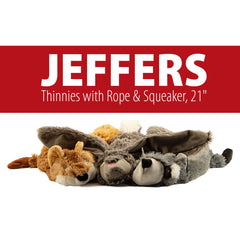 Jeffers Pet Thinnies Unstuffed with Squeaker, No Rope Dog Toy – 21" Plush Rabbit, Flat Stuffing Free Chew Toy for Dogs & Puppies – Soft, Durable, Interactive Play, Fetch, Tug, Training, Teething