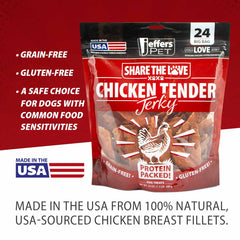 Jeffers Chicken Jerky Dog Treats, 24 oz Bag – Healthy Natural Chicken Breast Tender, Grain Free Soft Chewy Pet Snacks, High Protein Training Rewards for Puppies & Adult Dogs, Made in USA - 1 Pack