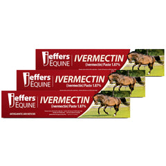 Jeffers Equine Ivermectin Gel Horse Dewormer Paste 1.87%, Broad Spectrum Equine Parasite Control Formula, Apple Flavored Oral Wormer for Horses, Easy Travel Use, Mess Free Syringe Tube - 3 Pack