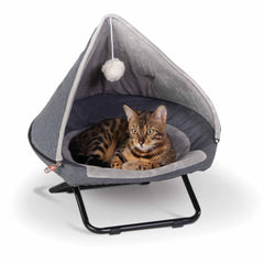 K&H Pet Products Hooded Elevated Cozy Pet Cot Small Gray 19″ x 19″ x 12″ – KH100546395