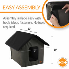 K&H Pet Products Outdoor Kitty House Cat Shelter (Unheated) Olive 19″ x 22″ x 17″ – KH100546549