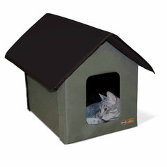 K&H Pet Products Outdoor Kitty House Cat Shelter (Unheated) Olive 19″ x 22″ x 17″ – KH100546549