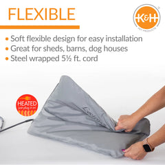 K&H Pet Products Lectro-Soft Outdoor Heated Pet Bed Small Gray 14″ x 18″ x 1″ – KH100546592