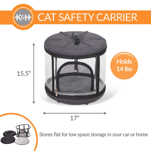 K&H Pet Products Mod Capsule Soft-Sided Pet Carrier for Cats Gray 17″ x 17″ x 15.5″ – KH100550184