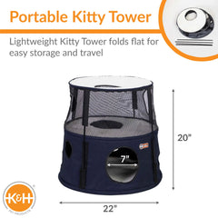 K&H Pet Products Kitty Tower 2 Story Dark Denim 22″ x 22″ x 20″ – KH100550187