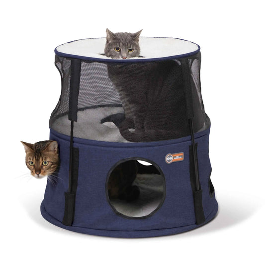 K&H Pet Products Kitty Tower 2 Story Dark Denim 22″ x 22″ x 20″ – KH100550187