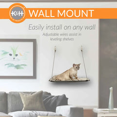 K&H Pet Products Wall Mounted Cat Shelf Single Level Natural 23″ x 12″ x 20″ – KH100550189