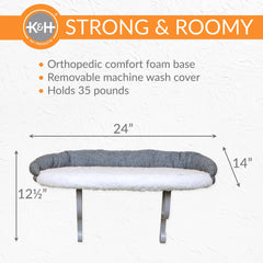 K&H Pet Products Universal Wall Mount Cat Shelf with Bolster Natural 24″ x 14″ x 12.5″ – KH100550262