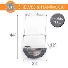 K&H Pet Products Wall Mount Cat Shelf and Cat Hammock Double Shelf Gray 23″ x 12″ x 44″ – KH100550264