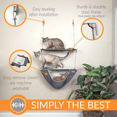 K&H Pet Products Wall Mount Cat Shelf and Cat Hammock Double Shelf Gray 23″ x 12″ x 44″ – KH100550264