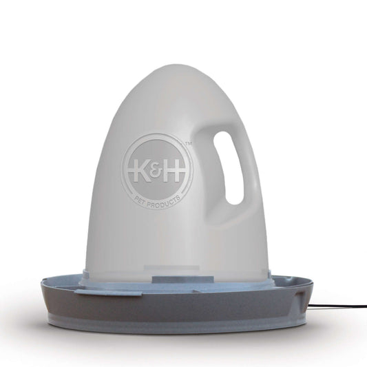 K&H Pet Products Poultry Waterer Heated 2.5 gallon Gray 16″ x 16″ x 15″ – KH2061
