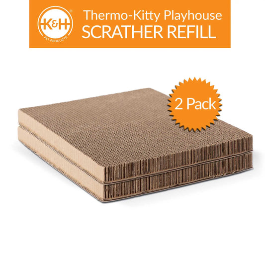K&H Pet Products Thermo-Kitty Playhouse Cardboard Refill Only 2 pack Brown 12″ x 14″ x 0.5″ – KH3810