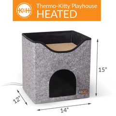 K&H Pet Products Thermo-Kitty Playhouse Gray 14″ x 12″ x 15″ – KH3813