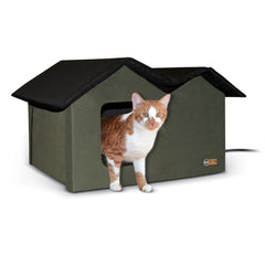 K&H Pet Products Heated Outdoor Kitty House Extra Wide Olive / Black 21.5″ x 26.5″ x 15.5″ – KH3973
