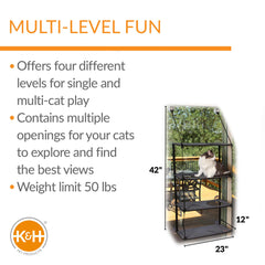 K&H Pet Products Soporte para gatos de ventana EZ Mount, apilable, gris, 12″ x 23″ x 72″ – KH4928